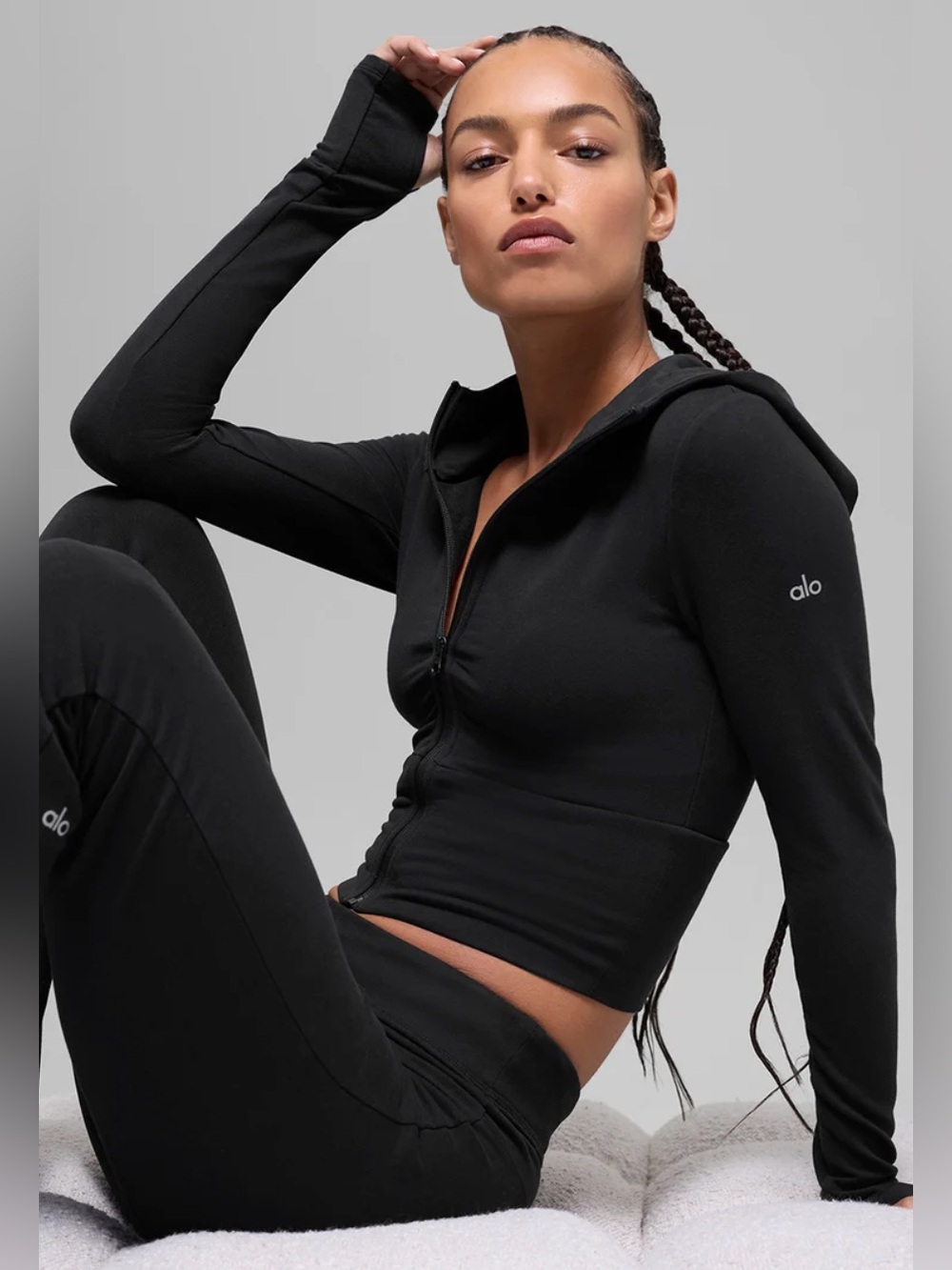 Alo Sway Full Zip Hoodie Black (sku: W3980R-BLACK)